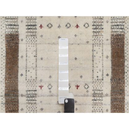 2'8"X8' Ivory Hand Knotted Lori Buft Modern Design Pure Wool Runner Rug