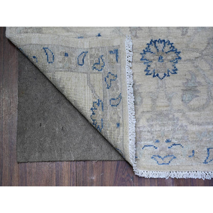 2'8"X11'10" White Hand Knotted Wool White Wash Peshawar Runner Rug