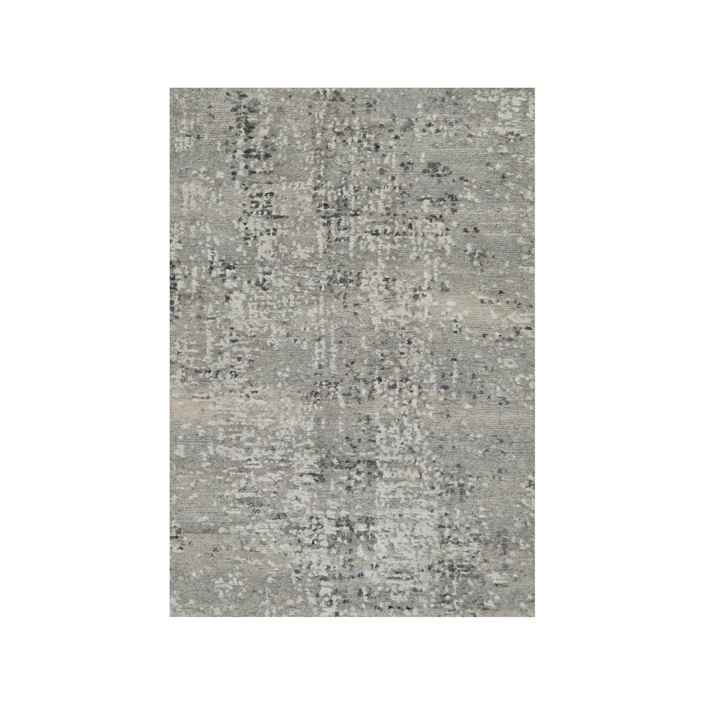 2'X3' Fossil Gray Undyed Natural Wool Hand Knotted Modern Design Mat Rug