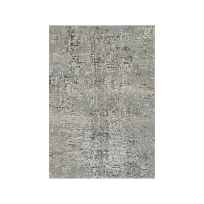 2'X3' Fossil Gray Undyed Natural Wool Hand Knotted Modern Design Mat Rug