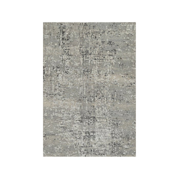2'X3' Fossil Gray Undyed Natural Wool Hand Knotted Modern Design Mat Rug