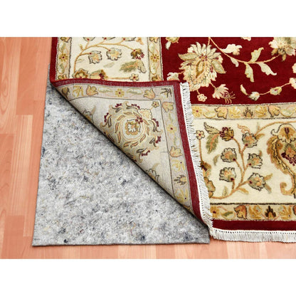 9'X12' Burgundy Red Rajasthan Design Wool And Silk Hand Knotted Rug