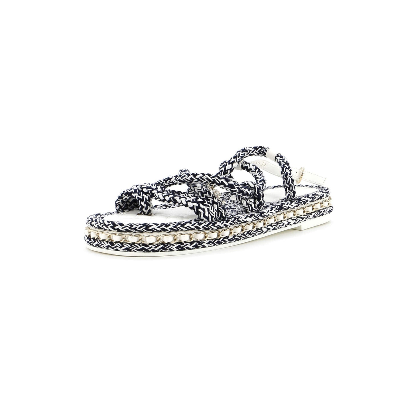 Chanel Women'S Cc Chain Sandals Braided Cord