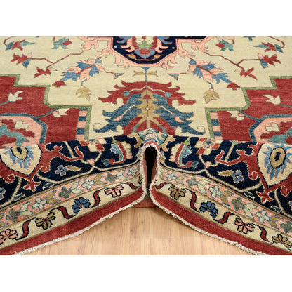 11'9"X17'10" Blue Pliable Wool Hand Knotted Heris Revival Oversized Rug