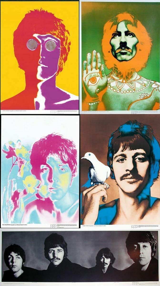 The Beatles Set 5 Posters Richard Avedon 1967 Original Printing Stern Magazine