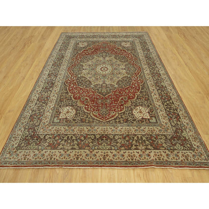 9'2"X12'1" Arroyo Red Tebraz Haji Jalili Soft Wool Pile Hand Knotted Rug
