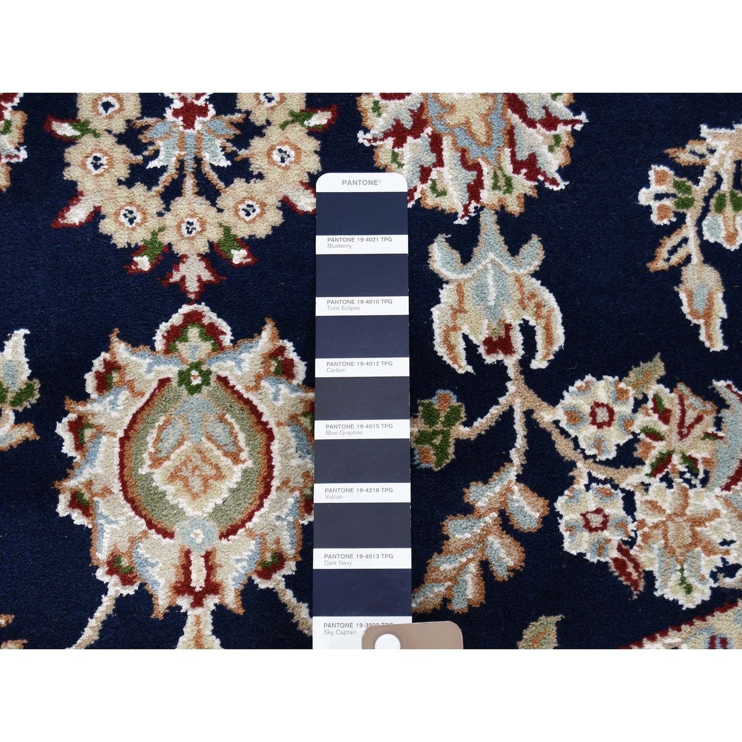 6'X6' Midnight Blue Nain Wool 250 Kpsi Hand Knotted Round Oriental Rug