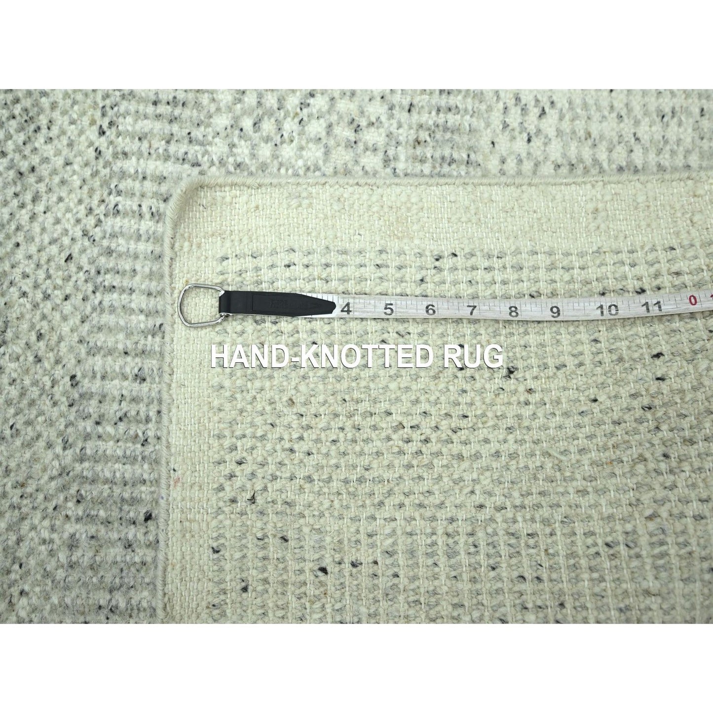 2'8"X6'3" Gray 100% Wool Rug Hand Knotted Oxidized Grass Design Runner