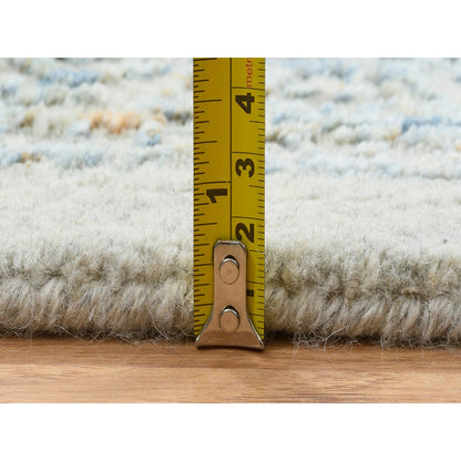 12'X15'1" Gray Wool And Silk Jacquard Hand Loomed Tebraz Oversized Rug