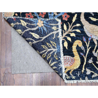 8'X8' Blue Birds Of Paradise Peshawar Hand Knotted Square Oriental Rug