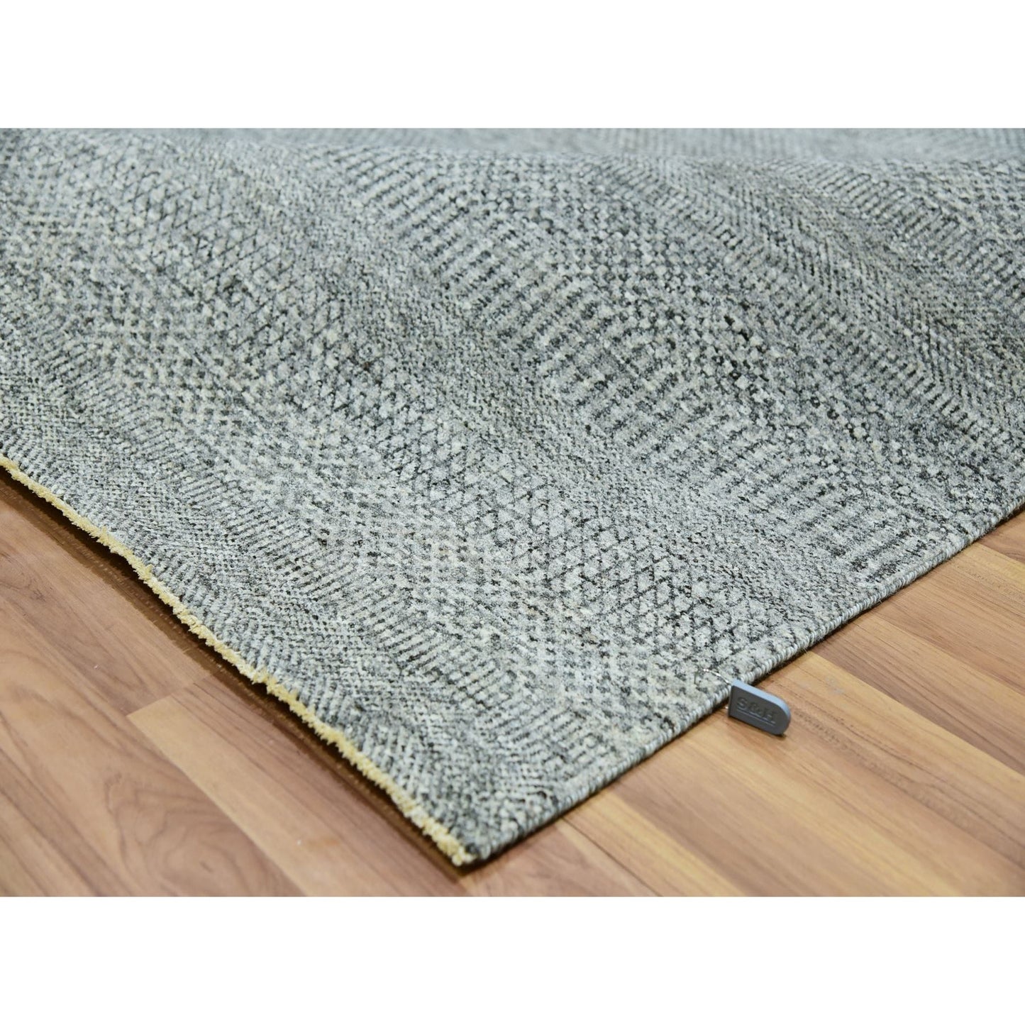 8'X8' Glacier Gray Modern Grass Hand Knotted Wool Square Oriental Rug