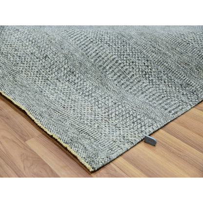 8'X8' Glacier Gray Modern Grass Hand Knotted Wool Square Oriental Rug