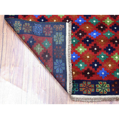 3'3"X4'9" All Over Design Hand Made Pure Wool Colorful Afghan Village Rug