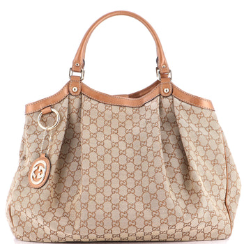 Gucci Sukey Tote Gg Canvas With Leather Large