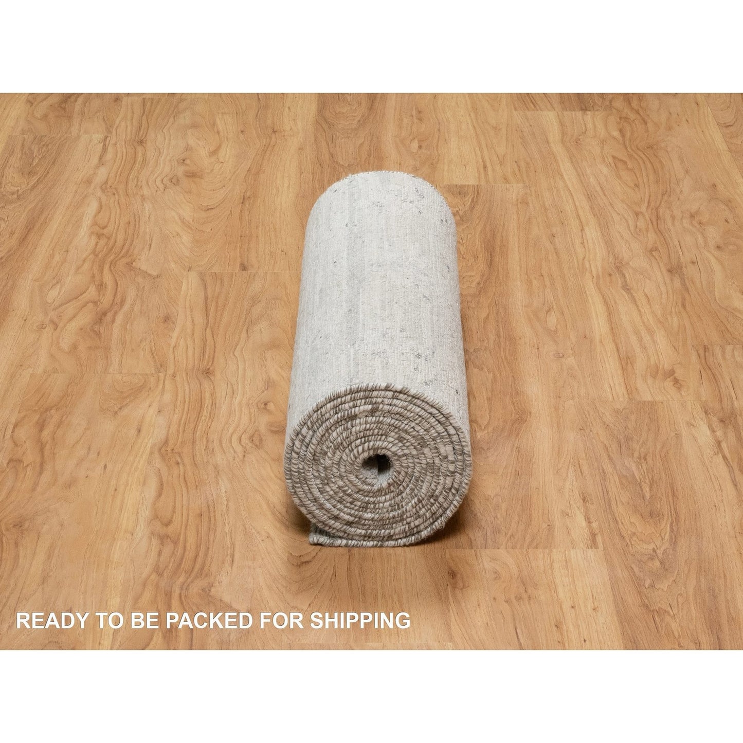 2'6"X15'9" Gray Undyed Natural Wool Hand Knotted Modern Xl Runner Rug