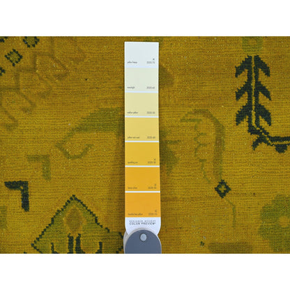 8'6"X11'4" Yellow Overdyed Kazak Geometric Design Hand Knotted Wool Rug