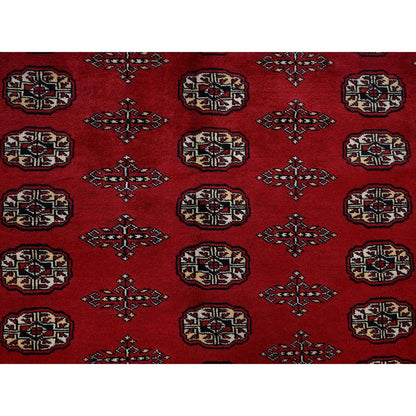 8'2"X10'1" Red Princess Bokara Tribal Medallions Rug Pure Wool Hand Knotted
