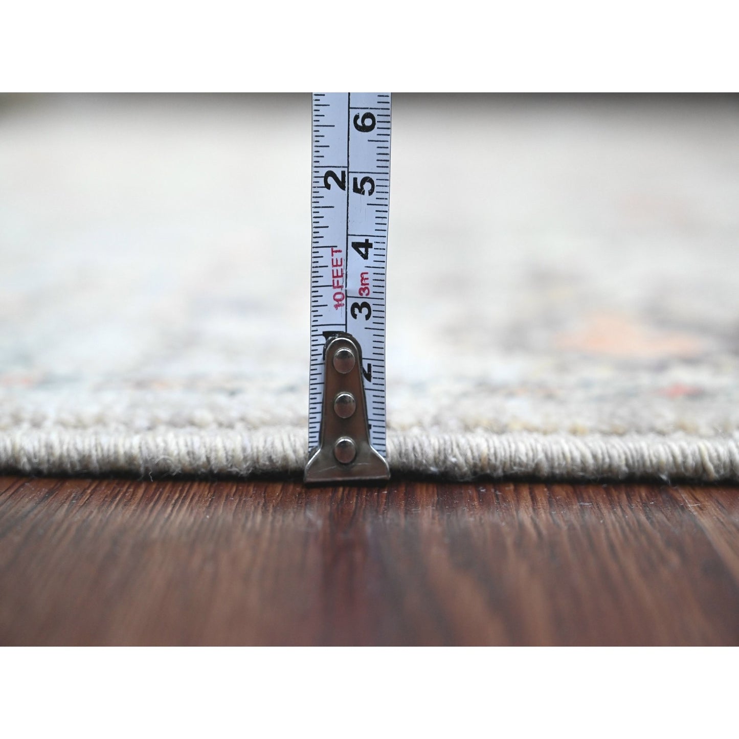 4'X6' Gray Hand Knotted Afghan Angora Oushak All Over Pattern Wool Rug