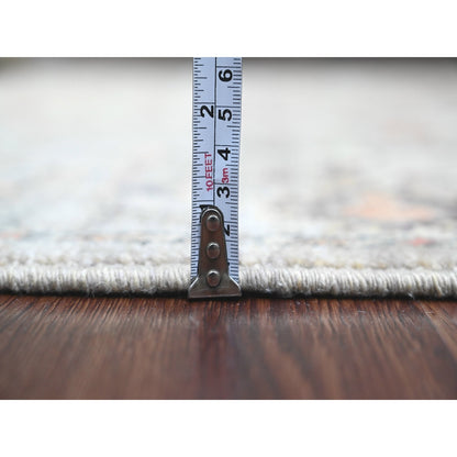 4'X6' Gray Hand Knotted Afghan Angora Oushak All Over Pattern Wool Rug