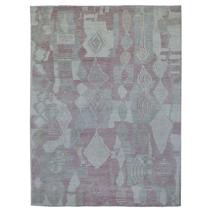 8'10"X11'9" Pink Moroccan Berber Arts And Crafts Hand Knotted Wool Rug