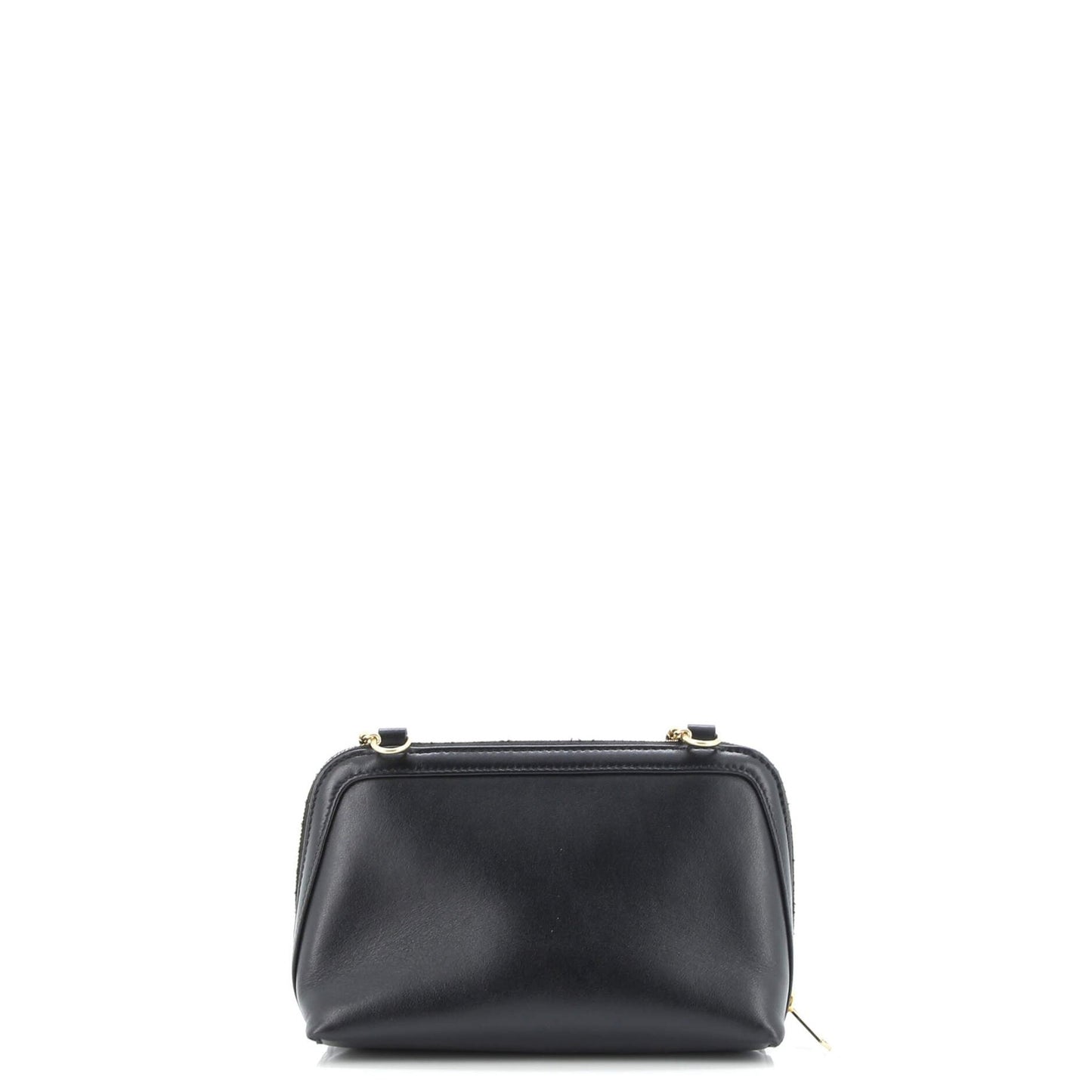 Celine Cuir Triomphe Zip Around Chain Clutch Leather
