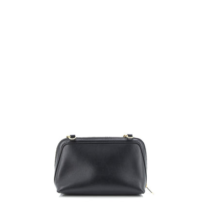 Celine Cuir Triomphe Zip Around Chain Clutch Leather