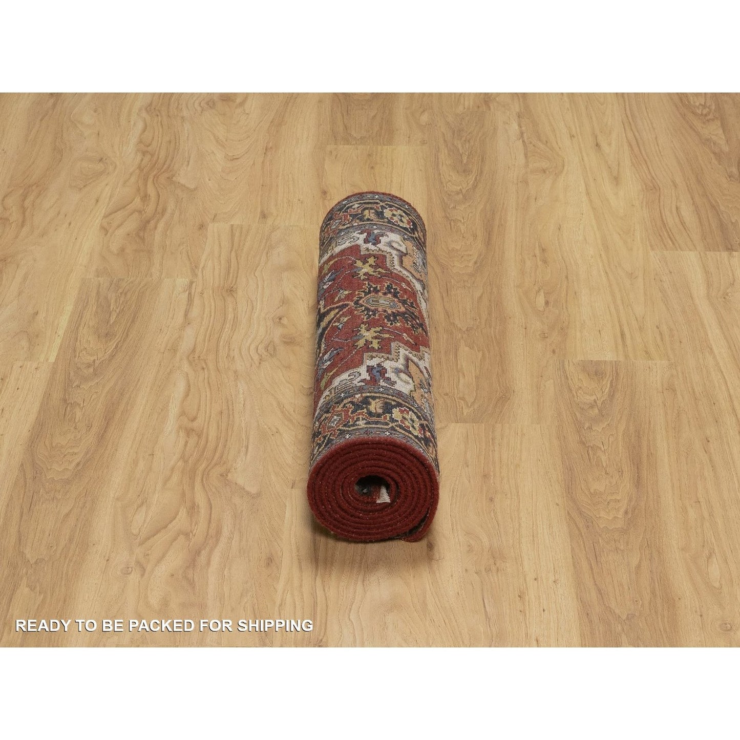 2'9"X8'1" Red Hand Knotted Rug Antiqued Fine Heris Revival Wool Runner