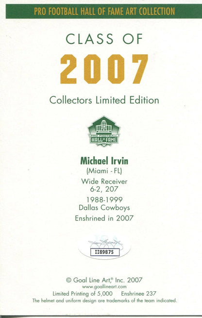 Micheal Irvin Autographed 1St Day Cover Envelope (Jsa)