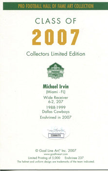 Micheal Irvin Autographed 1St Day Cover Envelope (Jsa)