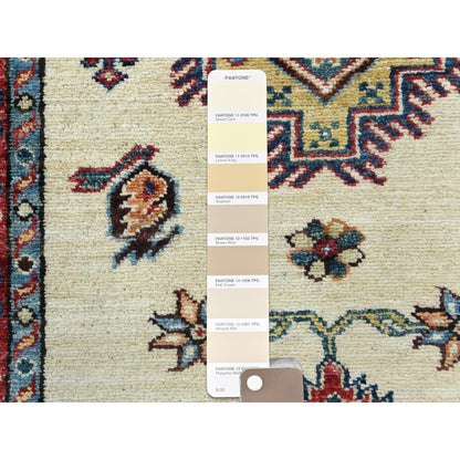 2'7"X8'6" Ivory Soft Wool Hand Knotted Afghan Super Kazak Runner Rug