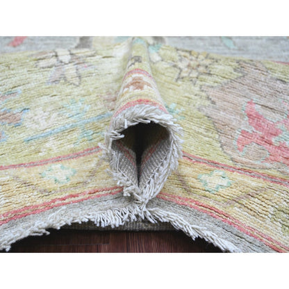 Rug Gray Afghan Angora Oushak Pure Wool Hand Knotted 10'x13'7