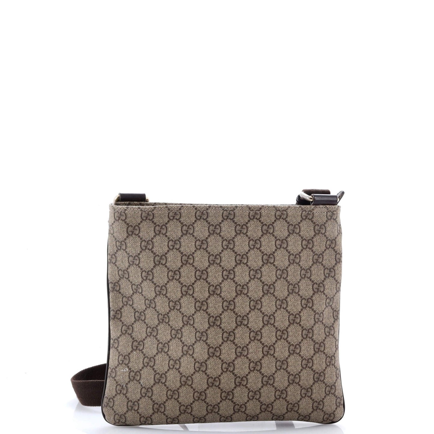 Medium Gucci Front Zip Flat Messenger Bag GG Coated Canvas