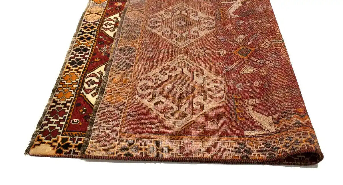 Handmade Vintage Oriental Area Rug Geometric
