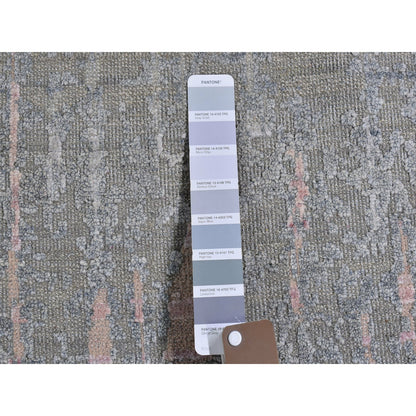 6'X6' Hand Knotted Cardiac Design Textured Wool And Pure Silk Round Rug