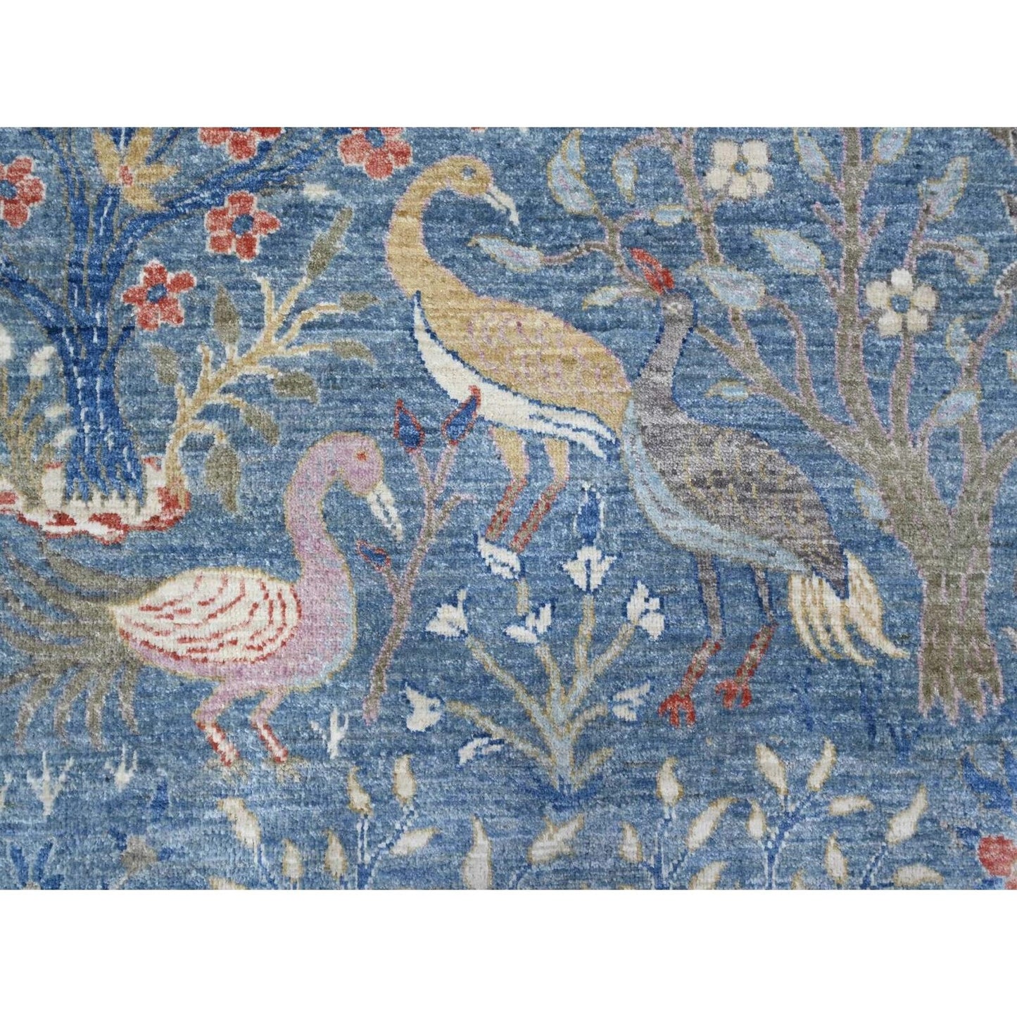 8'1"X16'2" Sea Blue Afghan Peshawar Hand Knotted Gallery Size Runner Rug