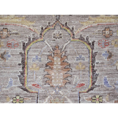8'X9'9" Brown Peshawar Heris All Over Design Pure Wool Hand Knotted Rug