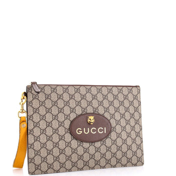 Gucci Neo Vintage Wristlet Pouch Gg Coated Canvas