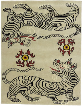 6X8 ft Nepali Oriental Rug Tribal Tiger Style