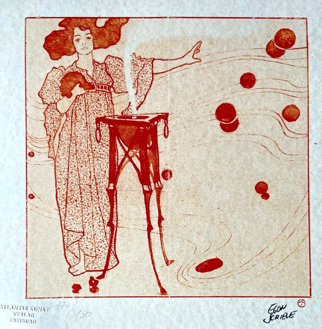 Egon Schiele Lithograph Coa Signed Numbered By Hand. Edvard Munch