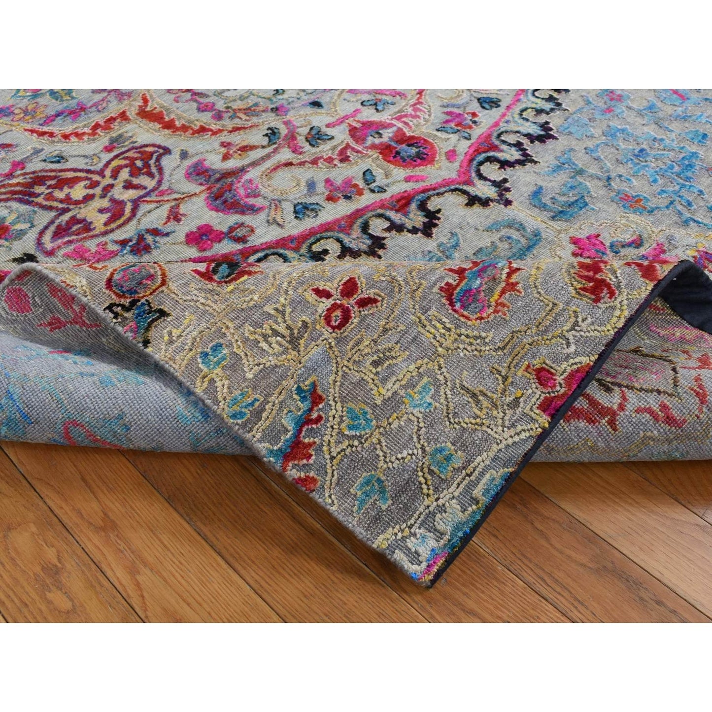 6'X9' Tan Brown Maharaja Design Sari Silk And Wool Hand Knotted Rug