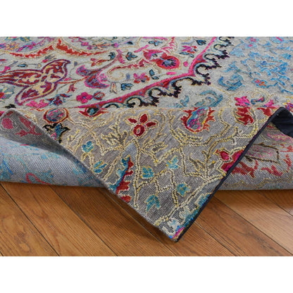 6'X9' Tan Brown Maharaja Design Sari Silk And Wool Hand Knotted Rug