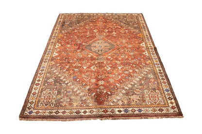 Tribal Vintage Oriental Rug Rusty Red Carpet