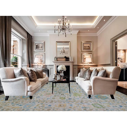 12'4"X14'10" White 100% Wool Oushak Weave Hand Knotted Oversized Rug