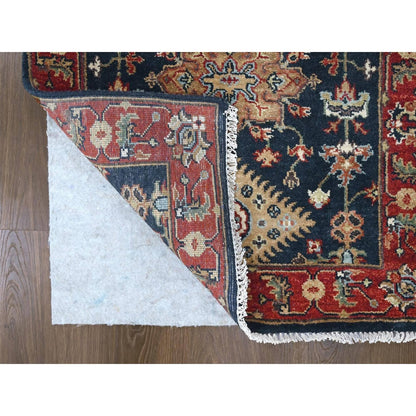 2'7"X6' Yale Blue Karjihooz Geometric Design Hand Knotted Wool Runner Rug