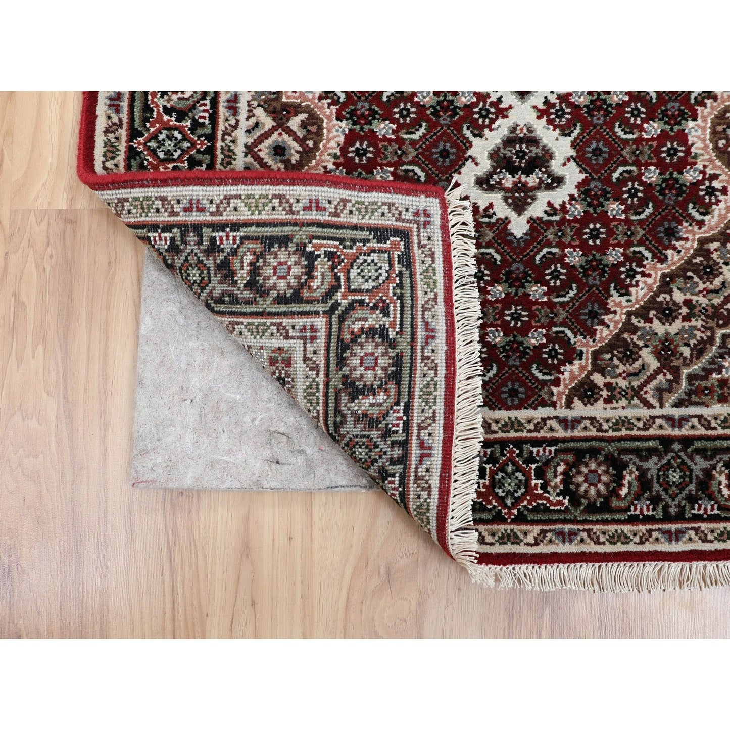 2'8"X10'1" Red Tebraz Mahi Fish Design Hand Knotted Runner Rug