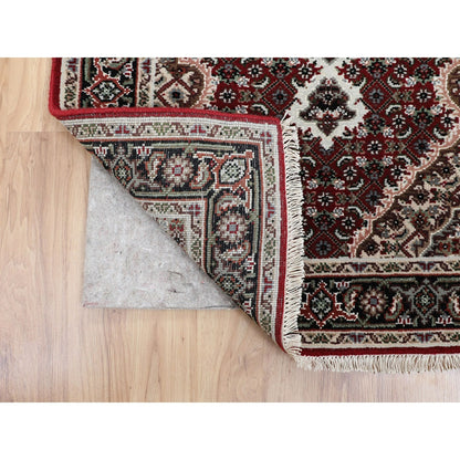 2'8"X10'1" Red Tebraz Mahi Fish Design Hand Knotted Runner Rug