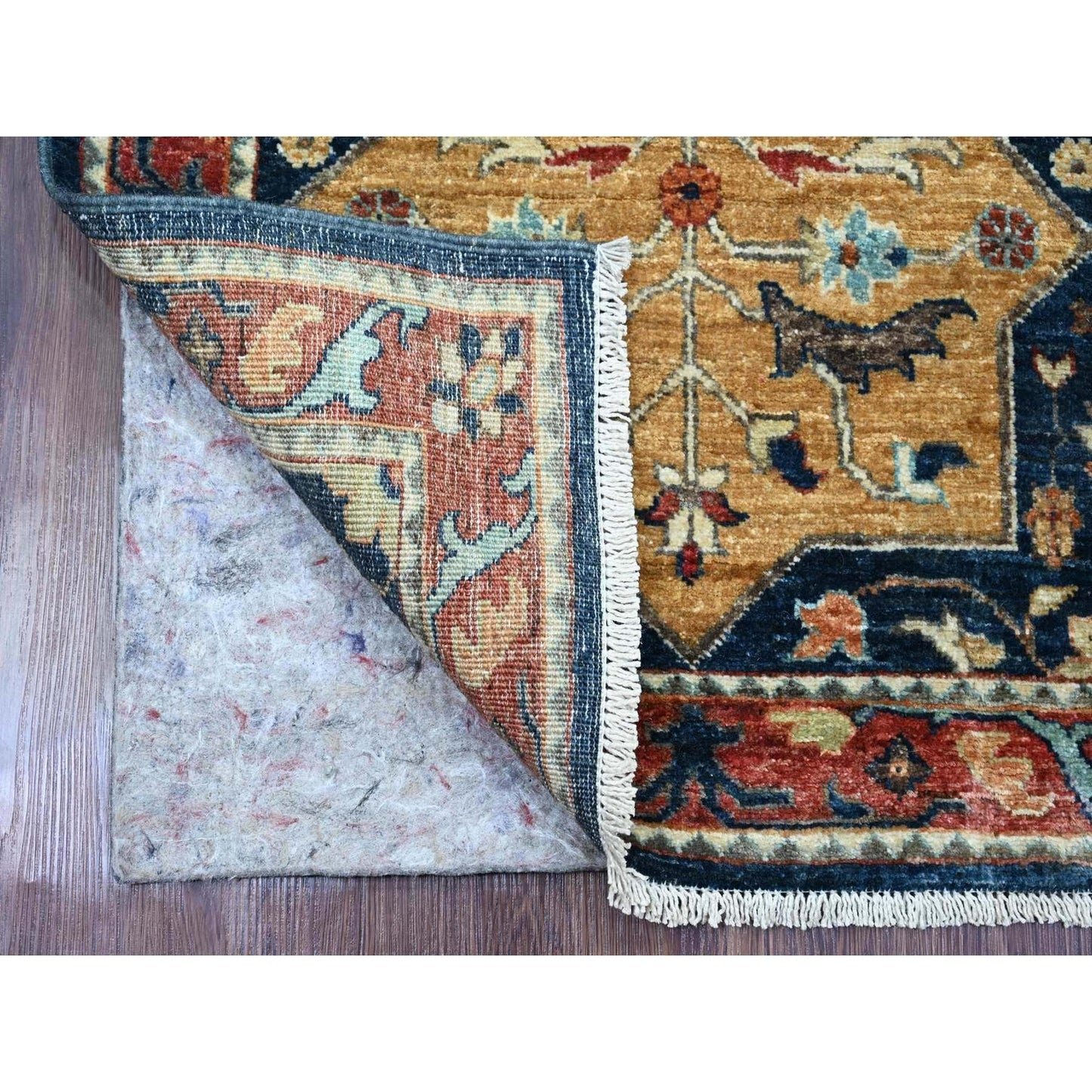 2'7"X7'10" Blue Caucasian Akstafa Design Hand Knotted All Wool Runner Rug