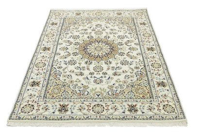 Hand-Knotted Floral Indo-Nain Rug Traditional