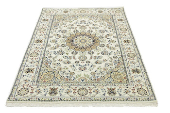 Hand-Knotted Floral Indo-Nain Rug Traditional