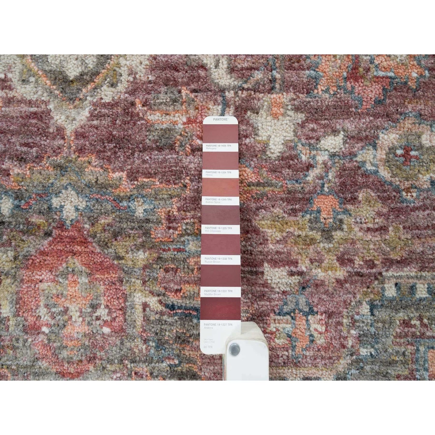 7'10"X10' Rosewood Red Hand Knotted Heris Revival Soft Wool Oriental Rug